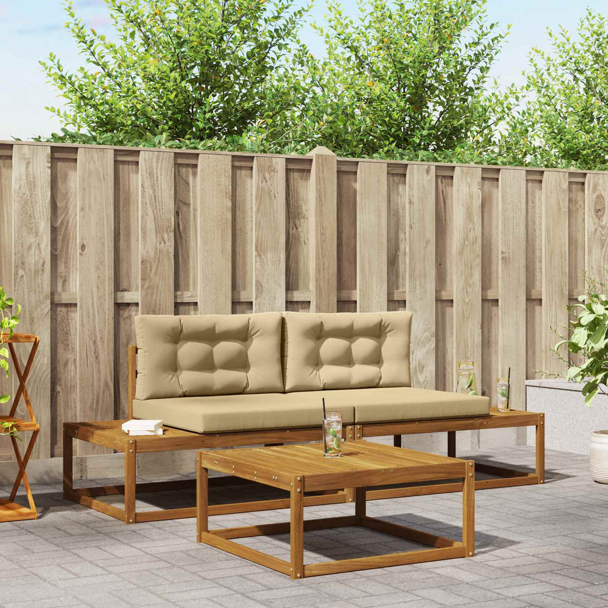 vidaXL Buiten bank set 3 Stuk Naturel Massief Acacia Hout