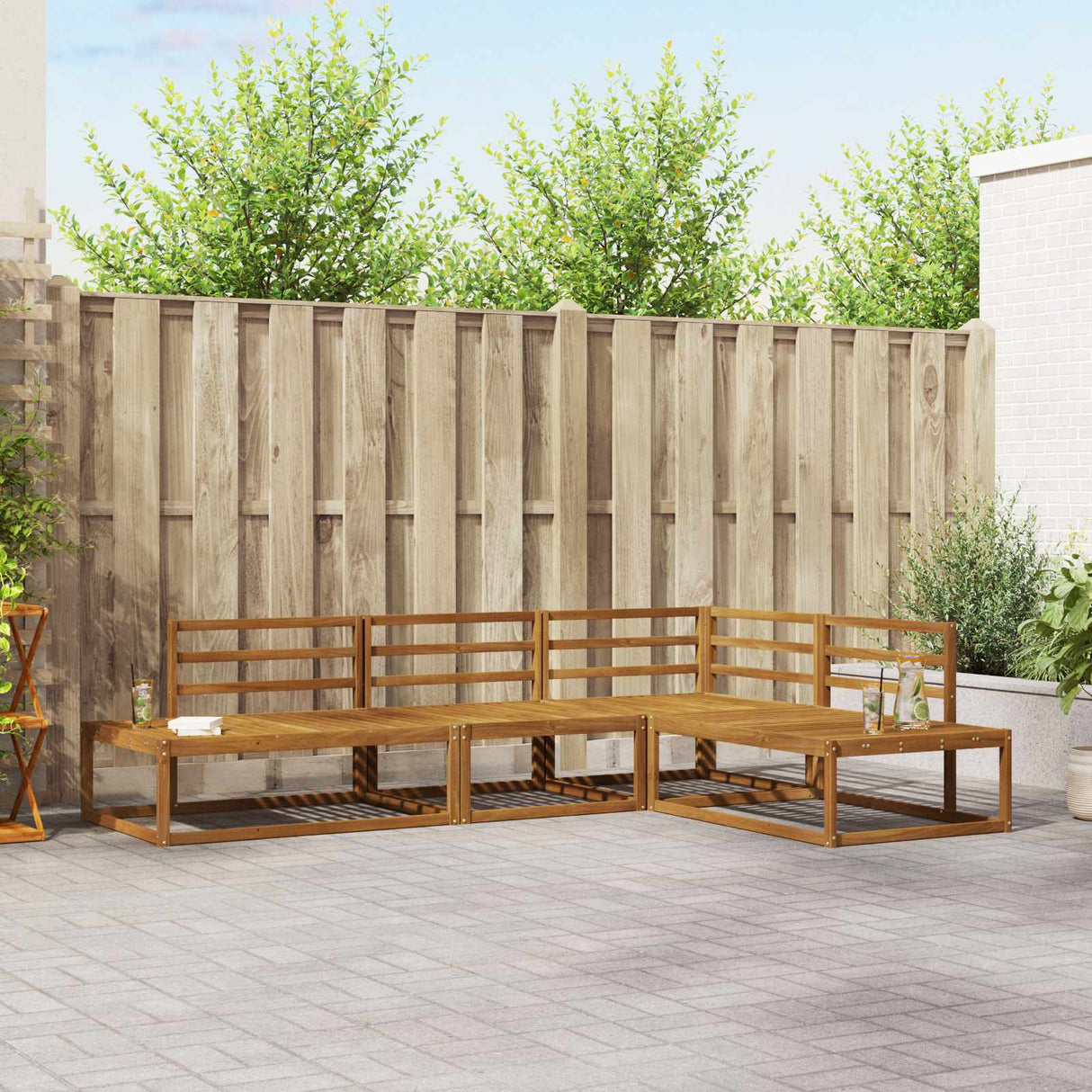 vidaXL Buiten bank set 4 Stuk Naturel Massief Acacia Hout
