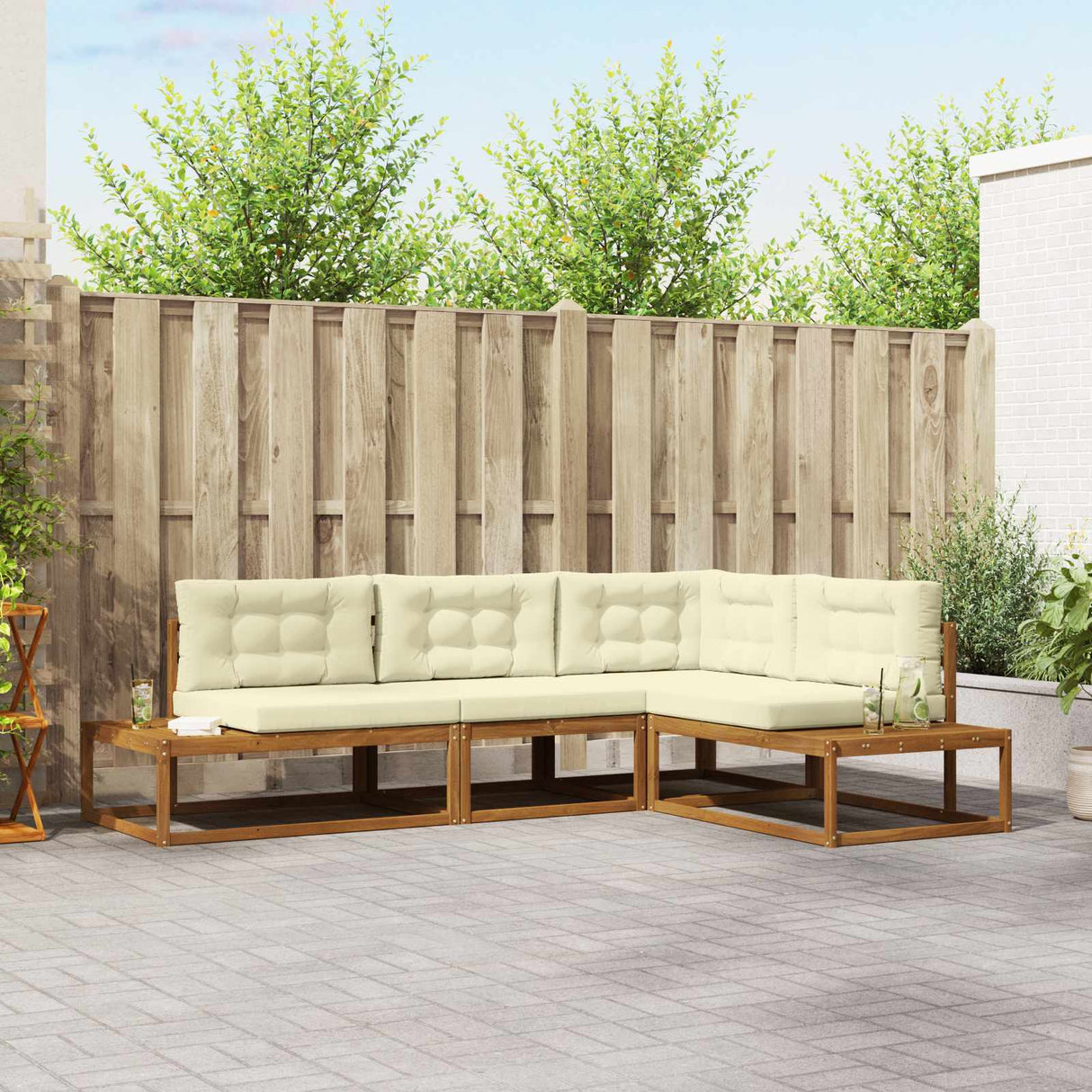 vidaXL Buiten bank set 4 Stuk Naturel Massief Acacia Hout