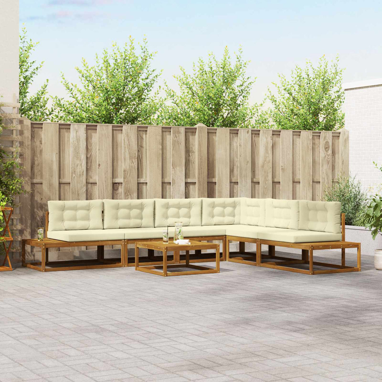 vidaXL Outdoor Sofa Set 7 Pieces Natural Solid Acacia Wood