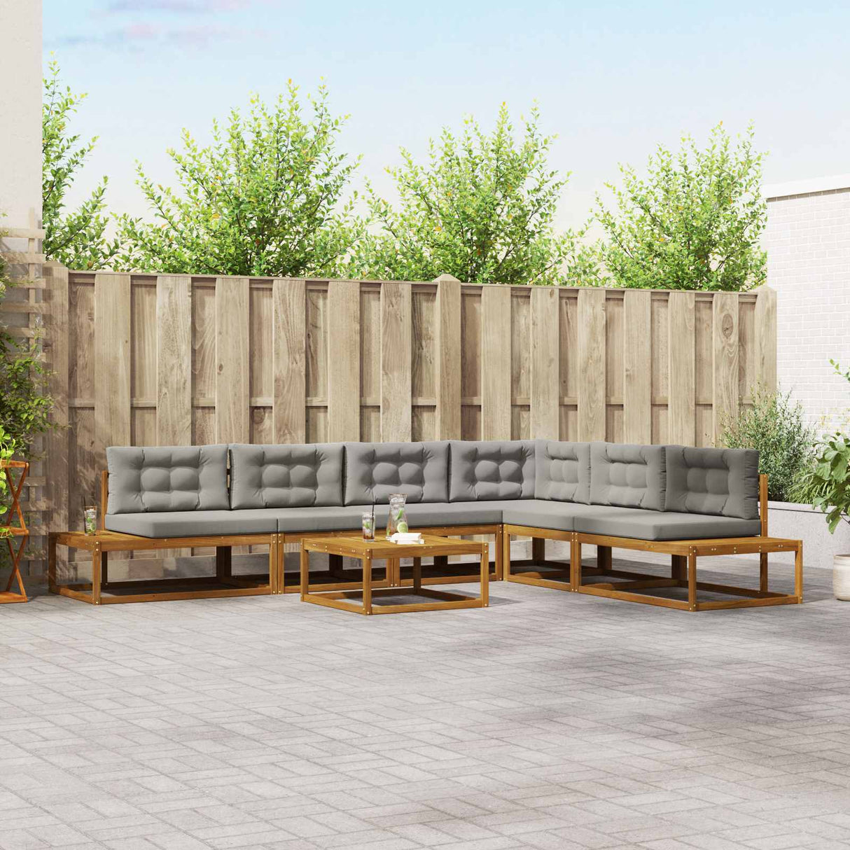 vidaXL Outdoor Sofa Set 7 Pieces Natural Solid Acacia Wood