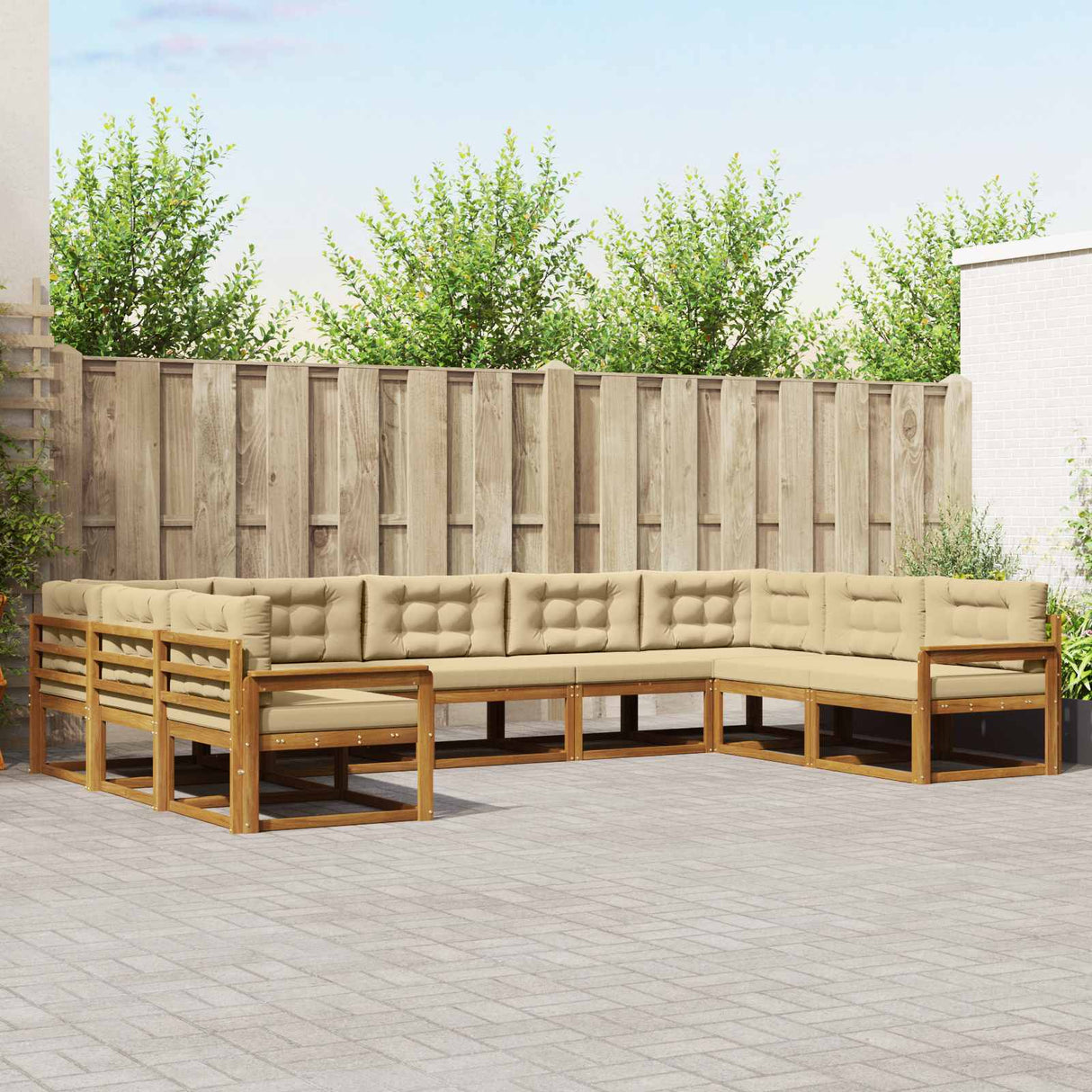vidaXL Outdoor Sofa Set 9 pcs Natural Solid Acacia Wood
