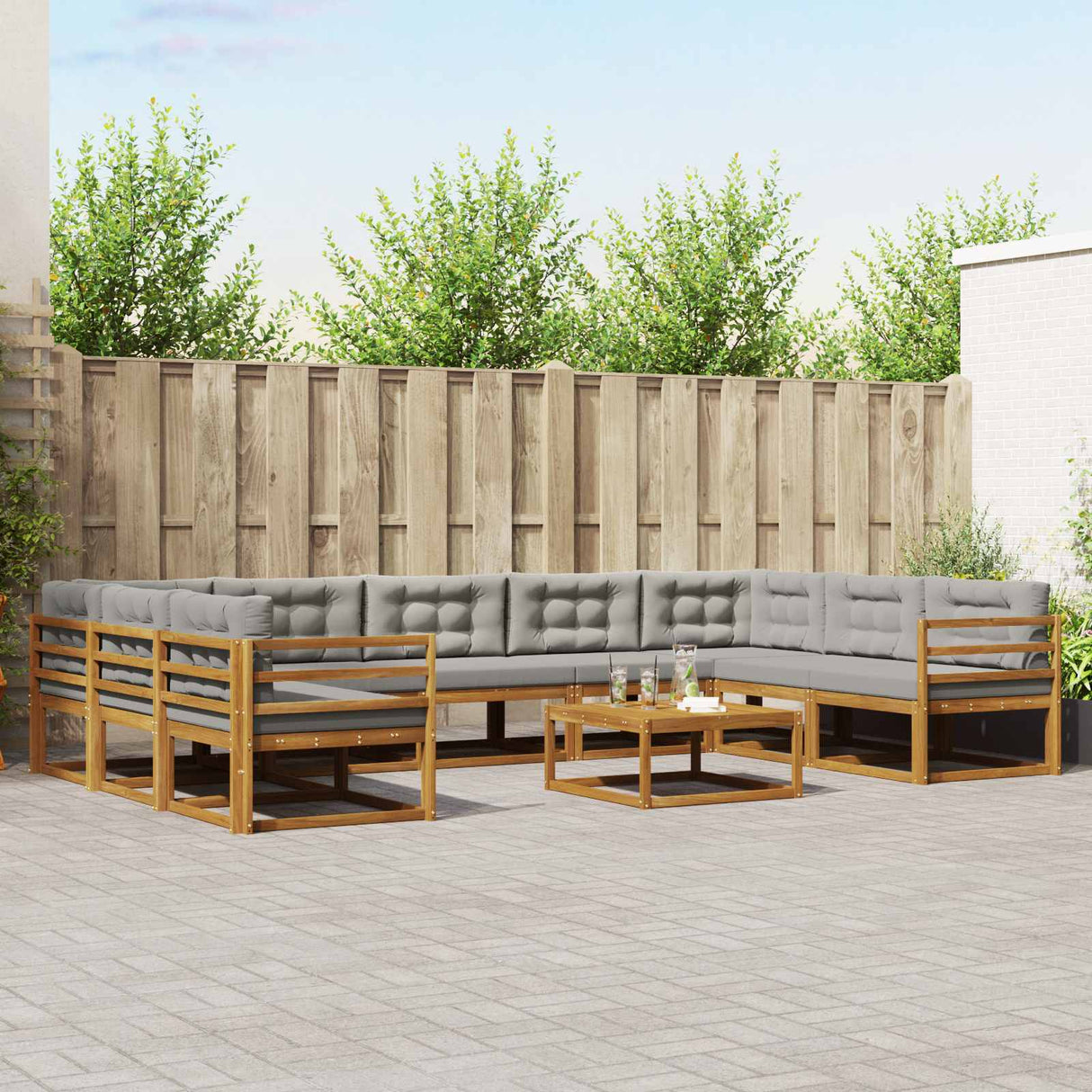vidaXL Buiten bank set 10 pcs Naturel Massief Acacia Hout