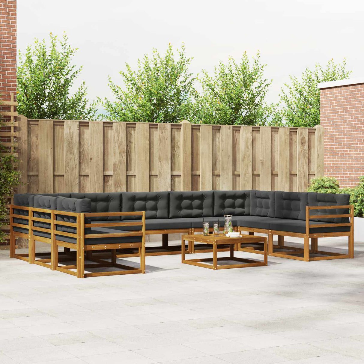 vidaXL Buiten bank set 10 pcs Naturel Massief Acacia Hout
