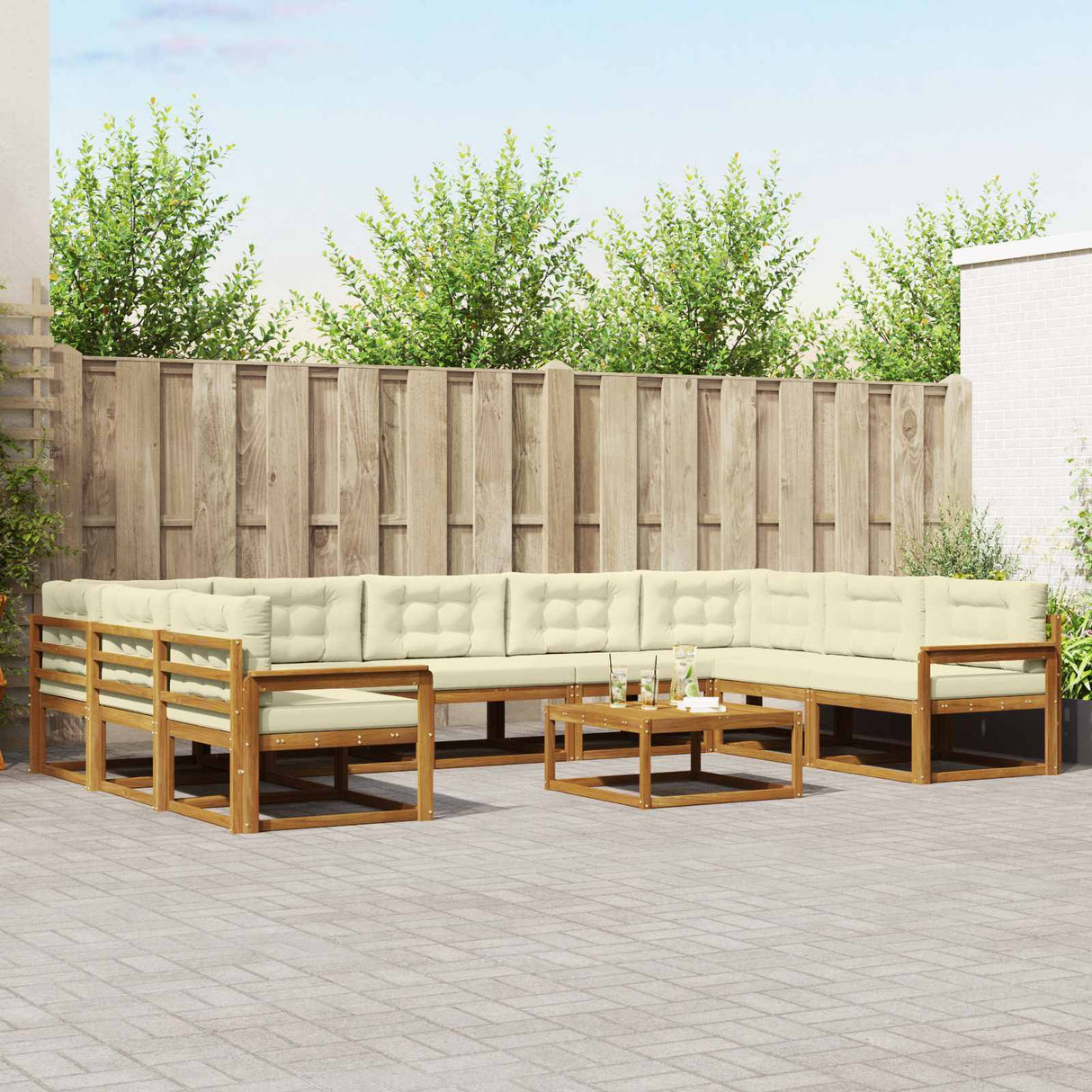 vidaXL Buiten bank set 10 pcs Naturel Massief Acacia Hout