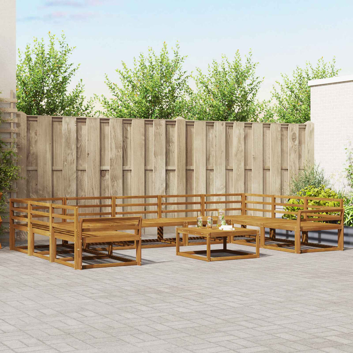 vidaXL Buiten bank set 10 pcs Naturel Massief Acacia Hout