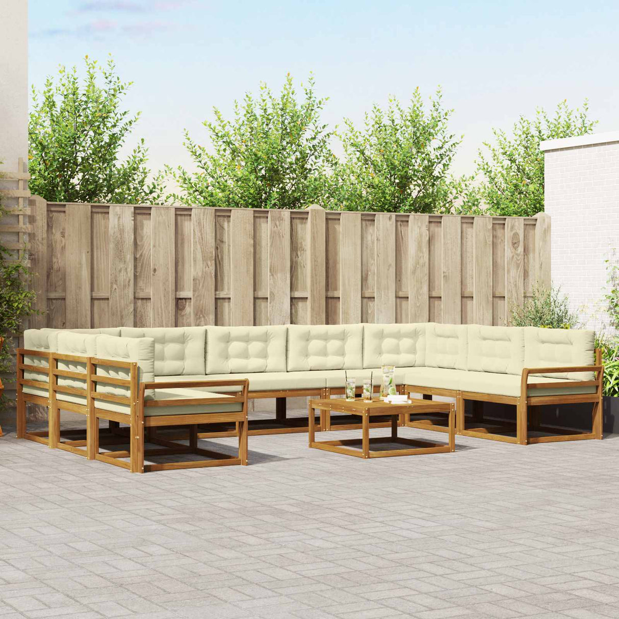 vidaXL Buiten bank set 10 pcs Naturel Massief Acacia Hout