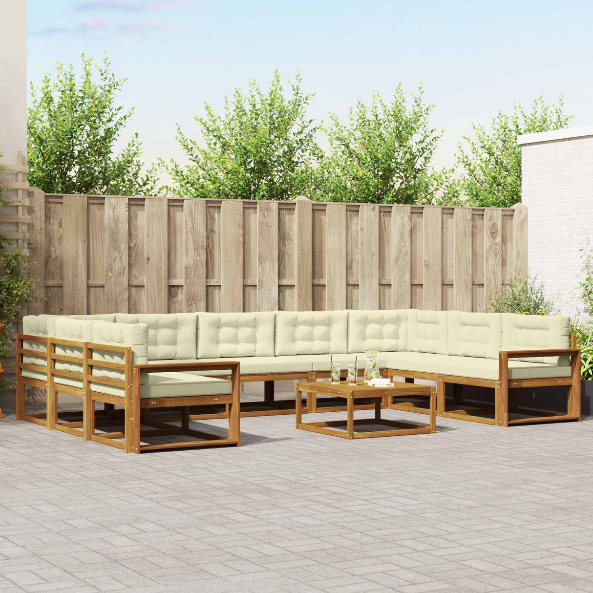 vidaXL Buiten bank set 10 pcs Naturel Massief Acacia Hout