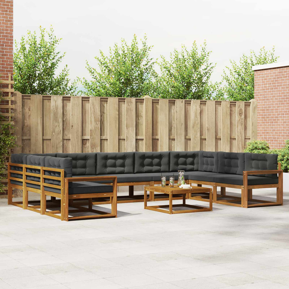 vidaXL Buiten bank set 10 pcs Naturel Massief Acacia Hout