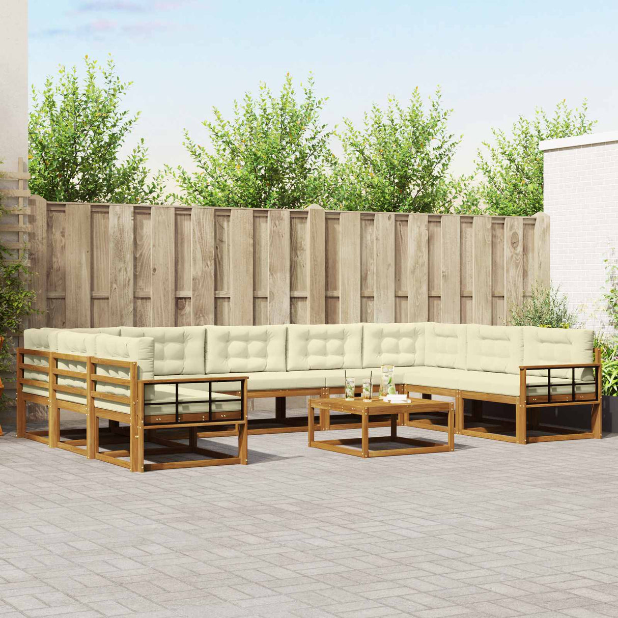 vidaXL Buiten bank set 10 pcs Naturel Massief Acacia Hout