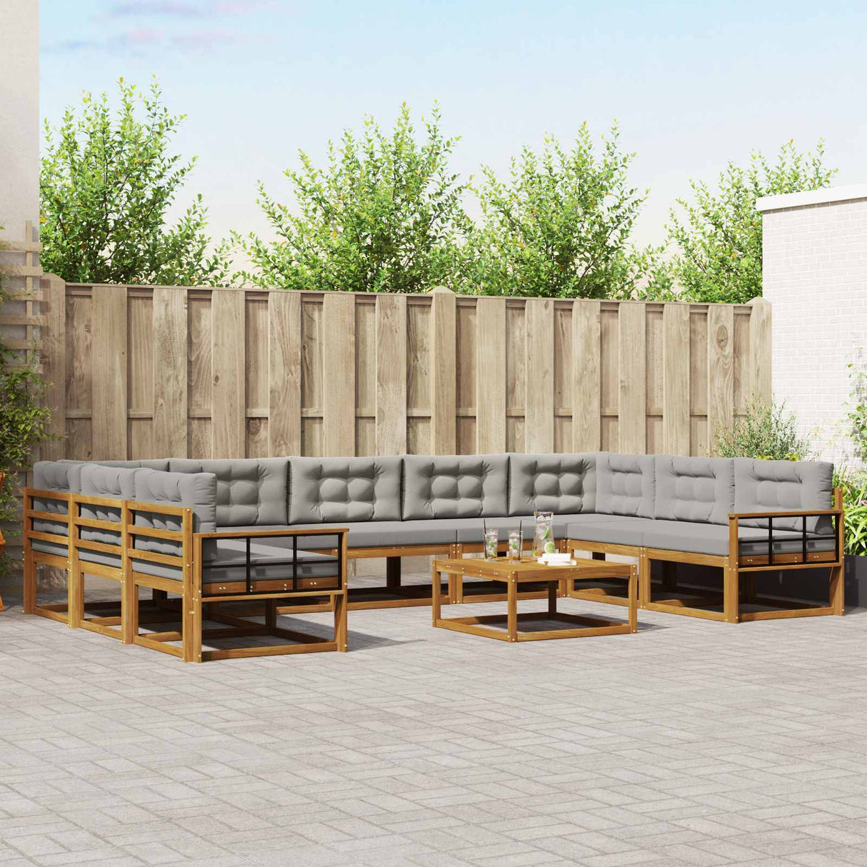 vidaXL Buiten bank set 10 pcs Naturel Massief Acacia Hout