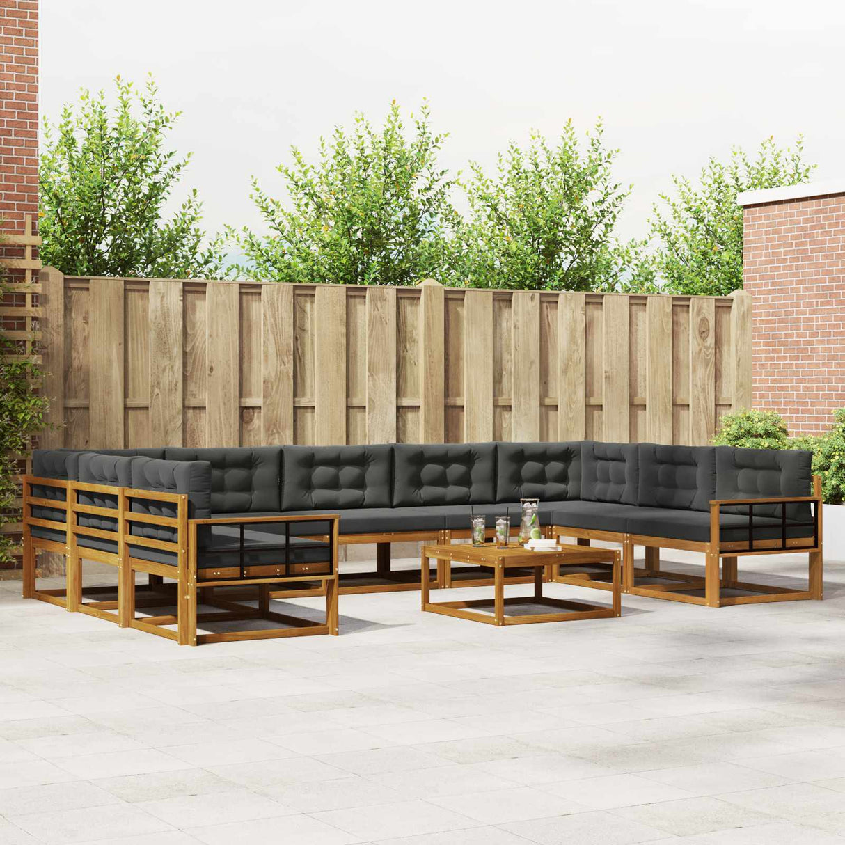 vidaXL Buiten bank set 10 pcs Naturel Massief Acacia Hout