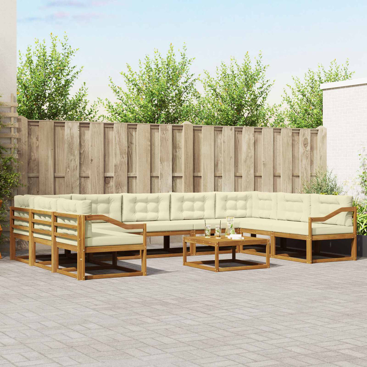 vidaXL Buiten bank set 10 pcs Naturel Massief Acacia Hout