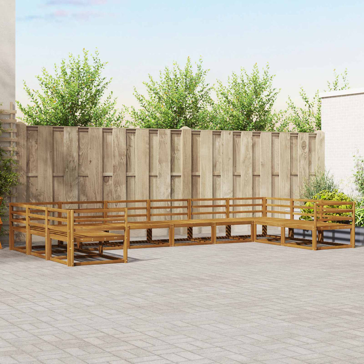 vidaXL Buiten bank set 10 pcs Naturel Massief Acacia Hout