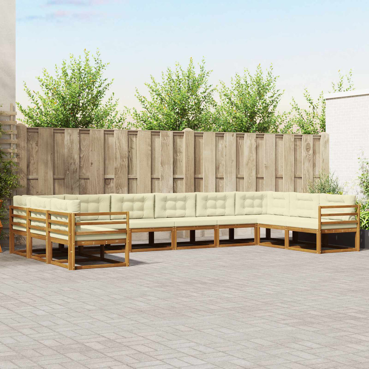 vidaXL Buiten bank set 10 pcs Naturel Massief Acacia Hout