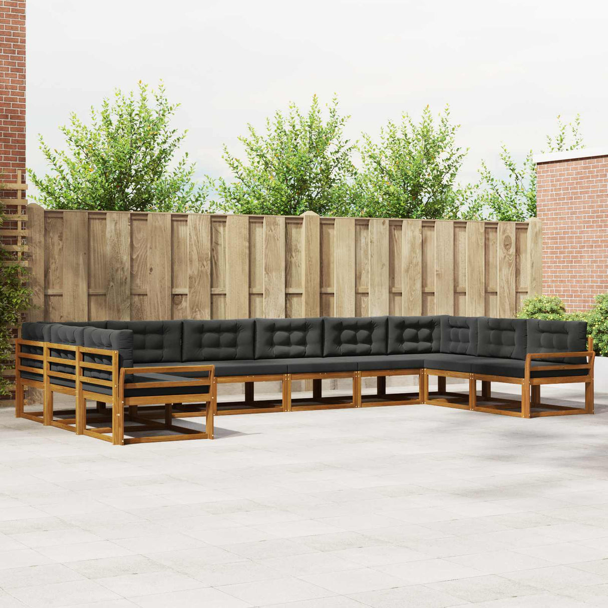 vidaXL Buiten bank set 10 pcs Naturel Massief Acacia Hout