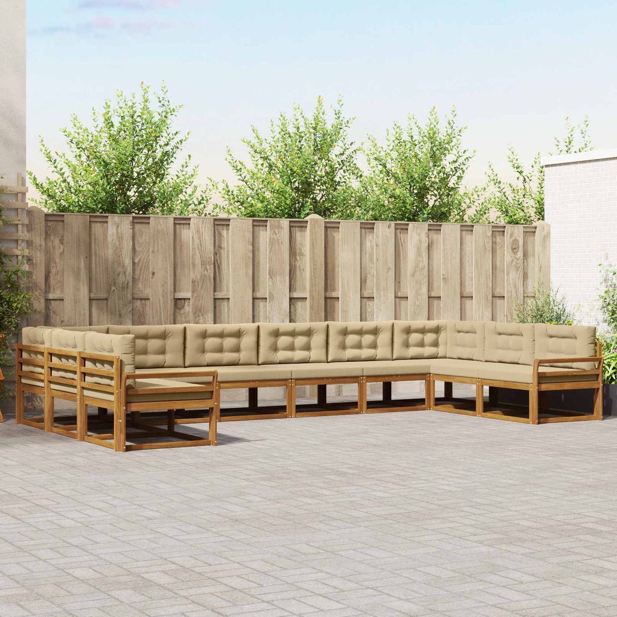 vidaXL Buiten bank set 10 pcs Naturel Massief Acacia Hout