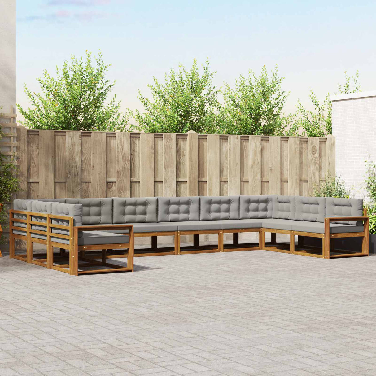 vidaXL Buiten bank set 10 pcs Naturel Massief Acacia Hout