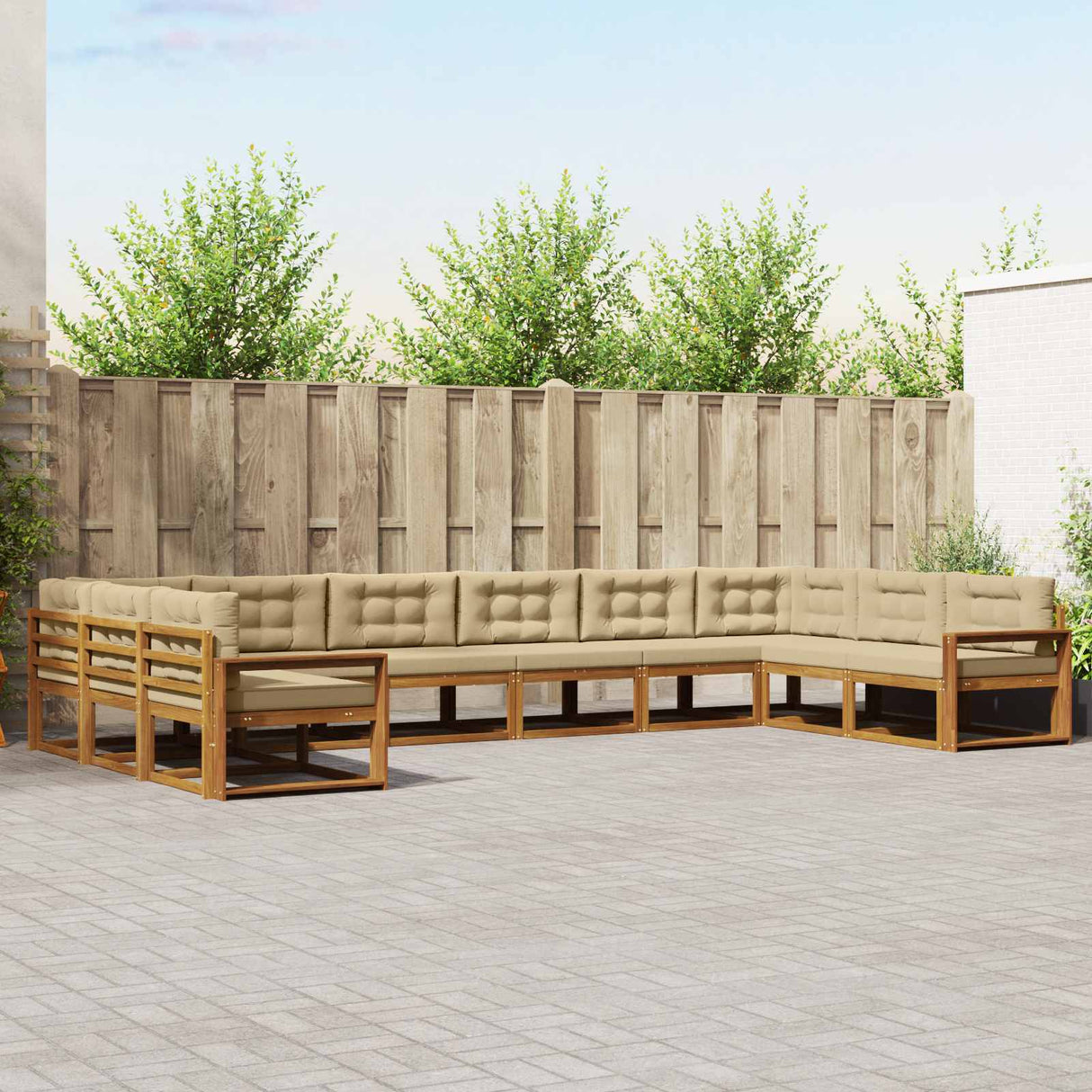 vidaXL Buiten bank set 10 pcs Naturel Massief Acacia Hout