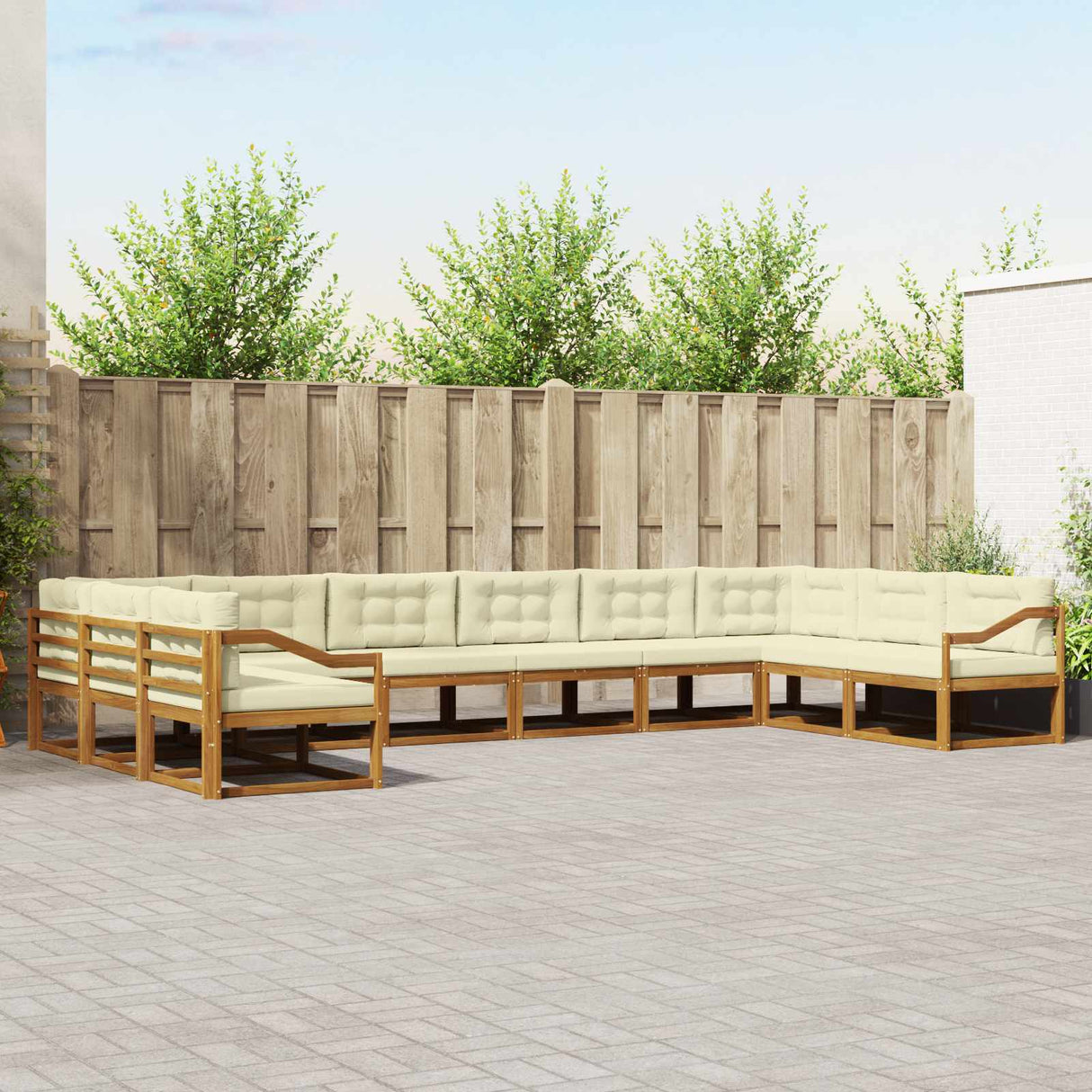 vidaXL Buiten bank set 10 pcs Naturel Massief Acacia Hout