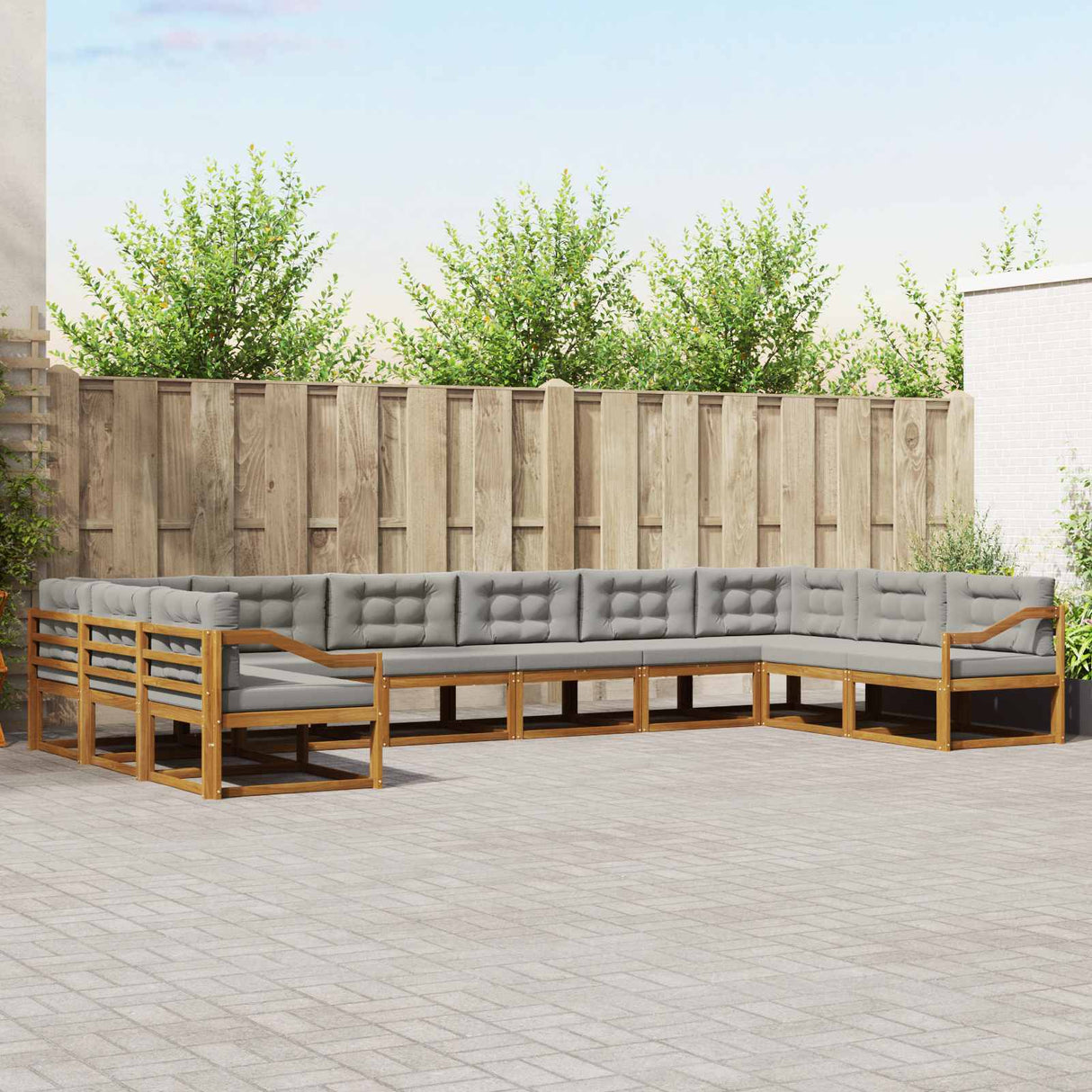 vidaXL Buiten bank set 10 pcs Naturel Massief Acacia Hout