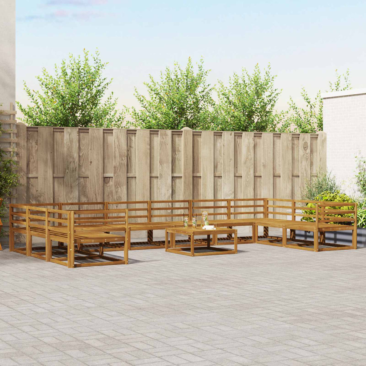 vidaXL Buiten bank set 11 pcs Naturel Massief Acacia Hout