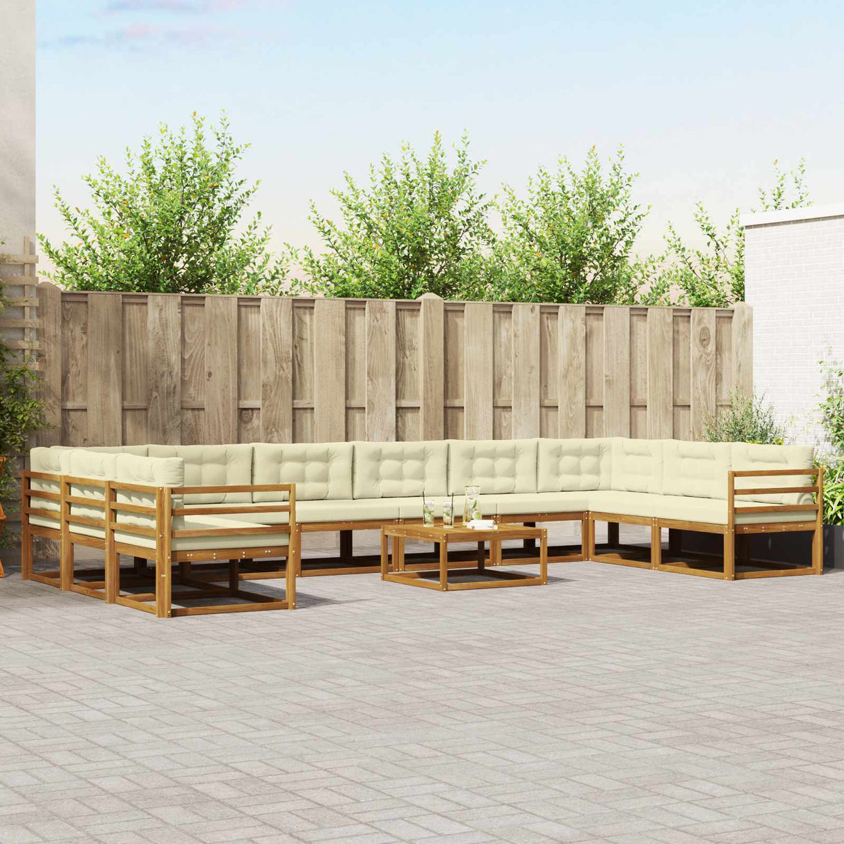 vidaXL Buiten bank set 11 pcs Naturel Massief Acacia Hout