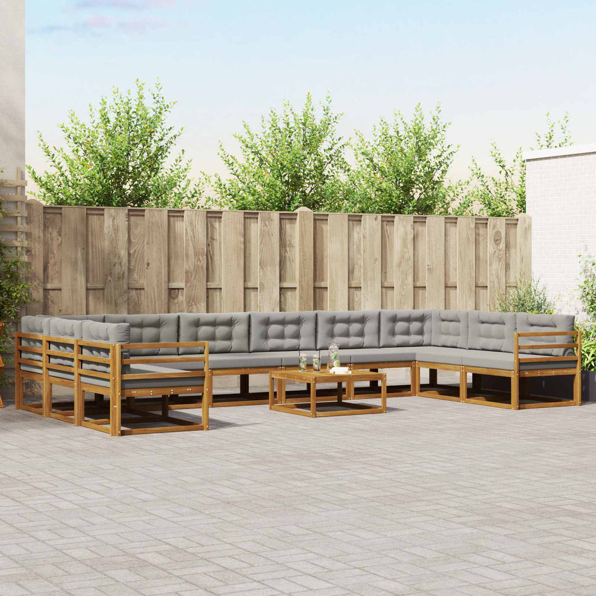 vidaXL Buiten bank set 11 pcs Naturel Massief Acacia Hout