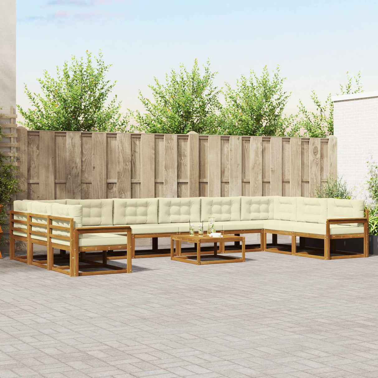 vidaXL Buiten bank set 11 pcs Naturel Massief Acacia Hout