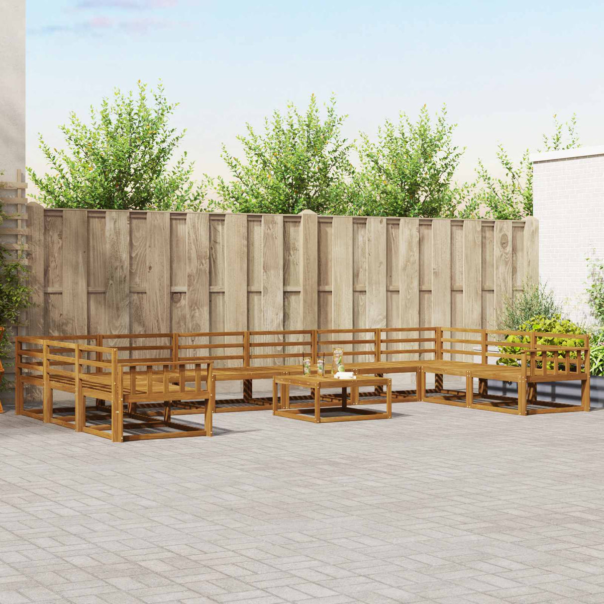 vidaXL Buiten bank set 11 pcs Naturel Massief Acacia Hout