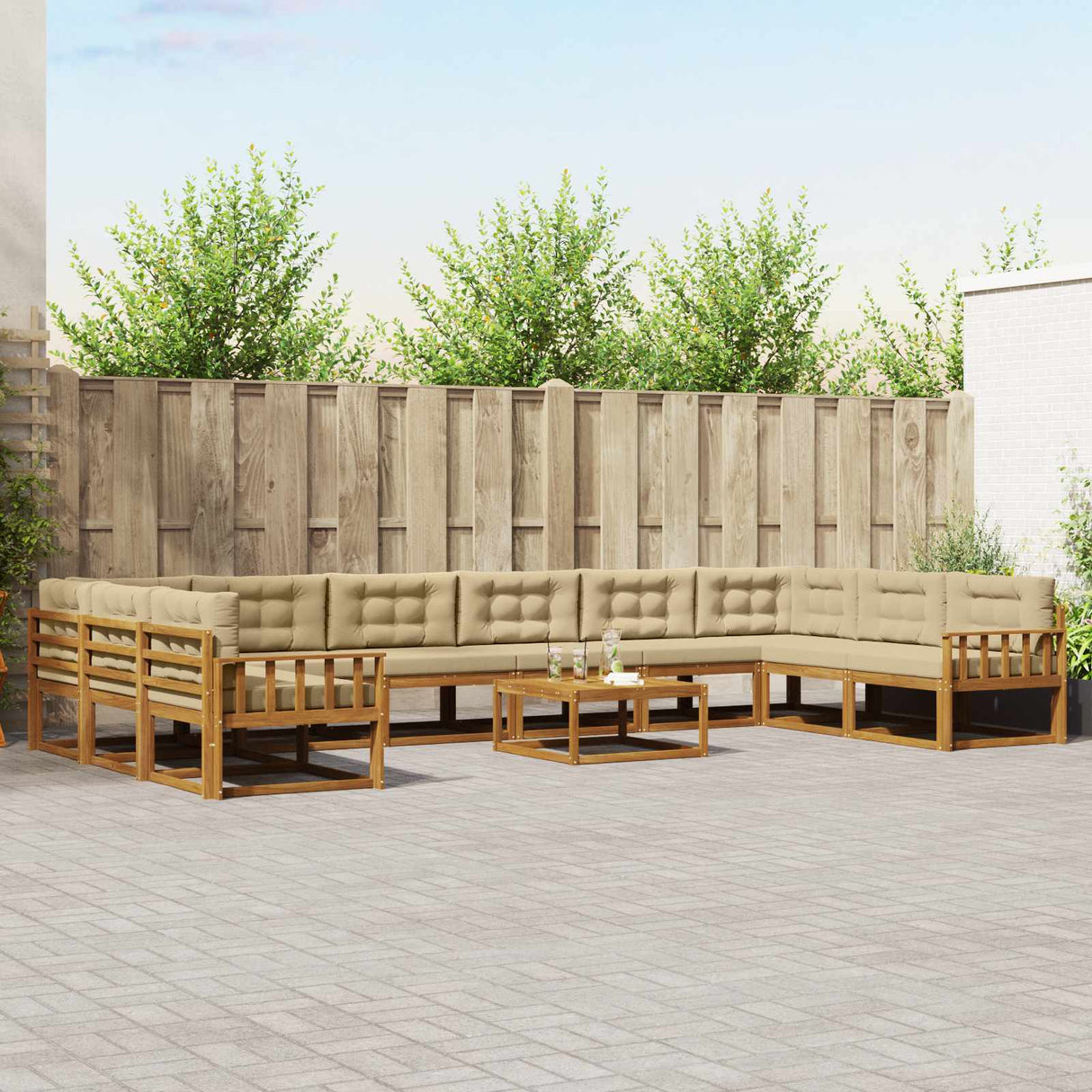 vidaXL Buiten bank set 11 pcs Naturel Massief Acacia Hout