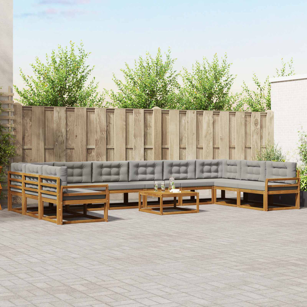 vidaXL Buiten bank set 11 pcs Naturel Massief Acacia Hout
