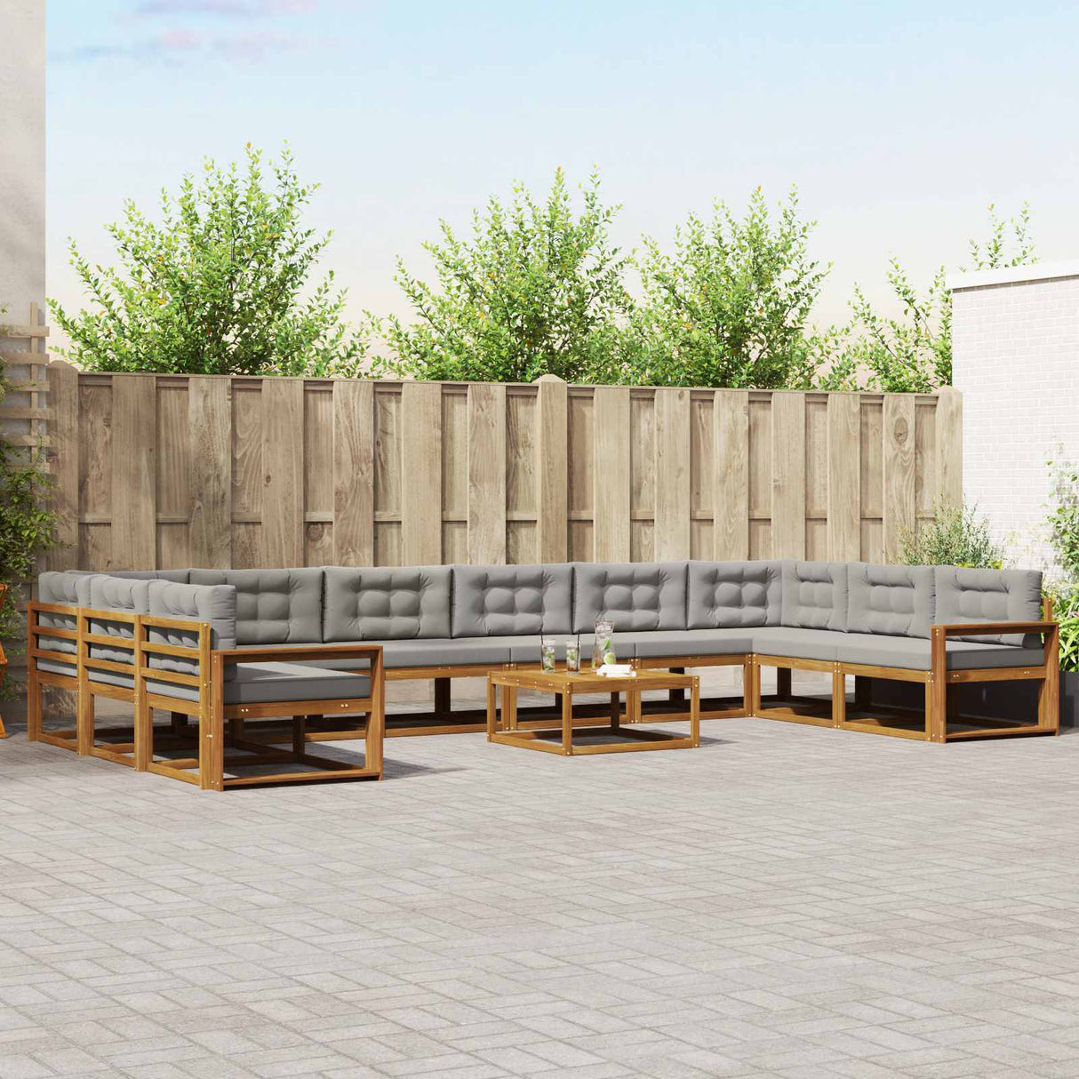 vidaXL Buiten bank set 11 pcs Naturel Massief Acacia Hout
