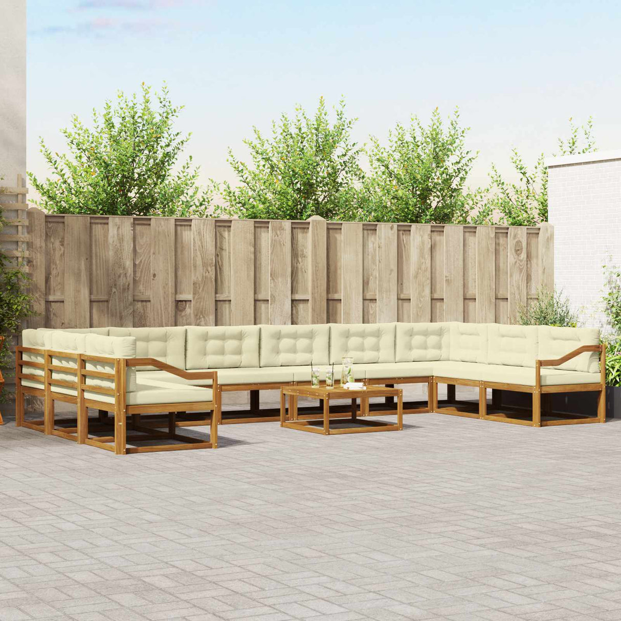 vidaXL Buiten bank set 11 pcs Naturel Massief Acacia Hout