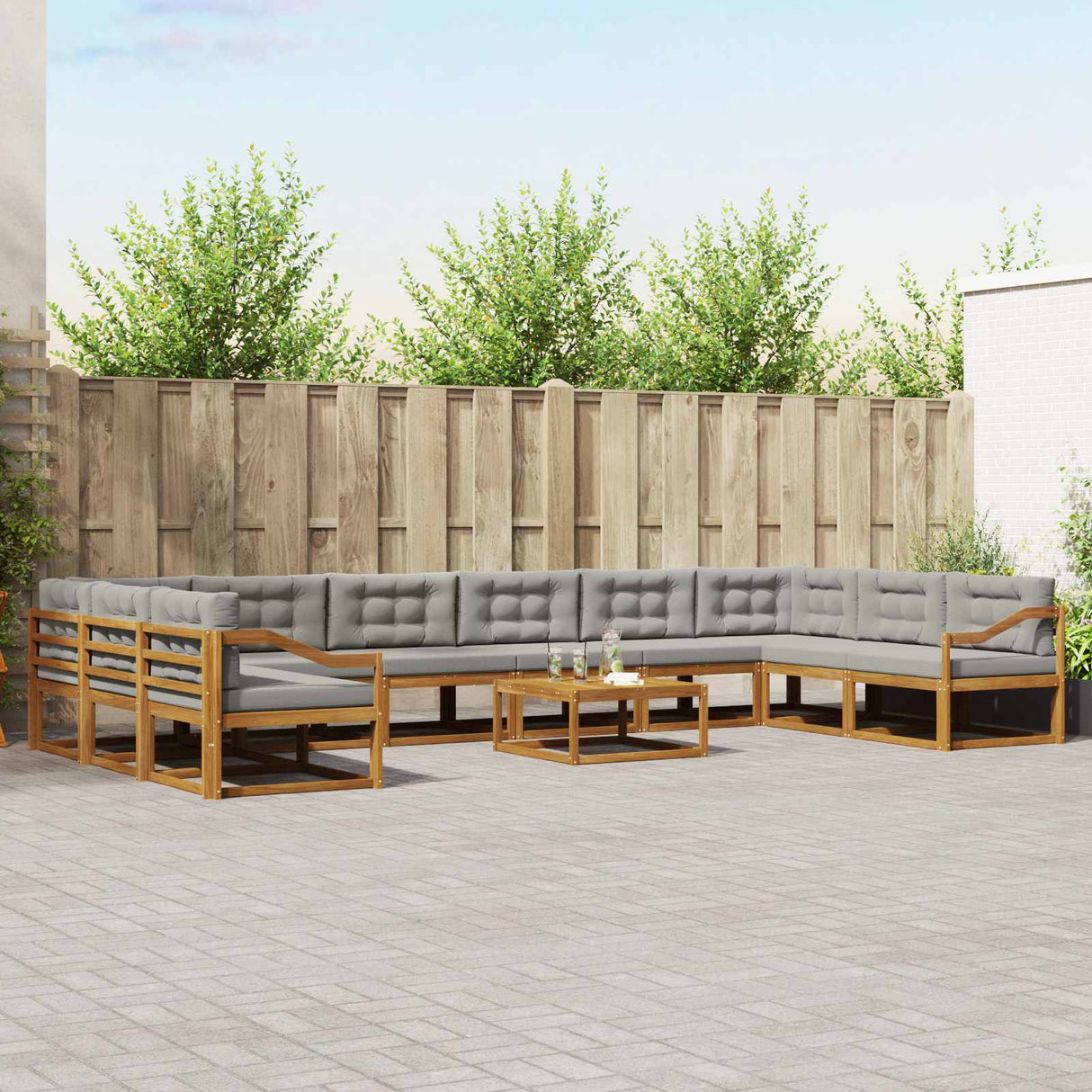 vidaXL Buiten bank set 11 pcs Naturel Massief Acacia Hout