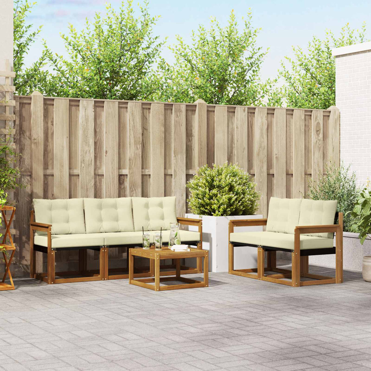 vidaXL Ensemble de banque de construction avec ustensiles 6 pcs Naturel et Crème