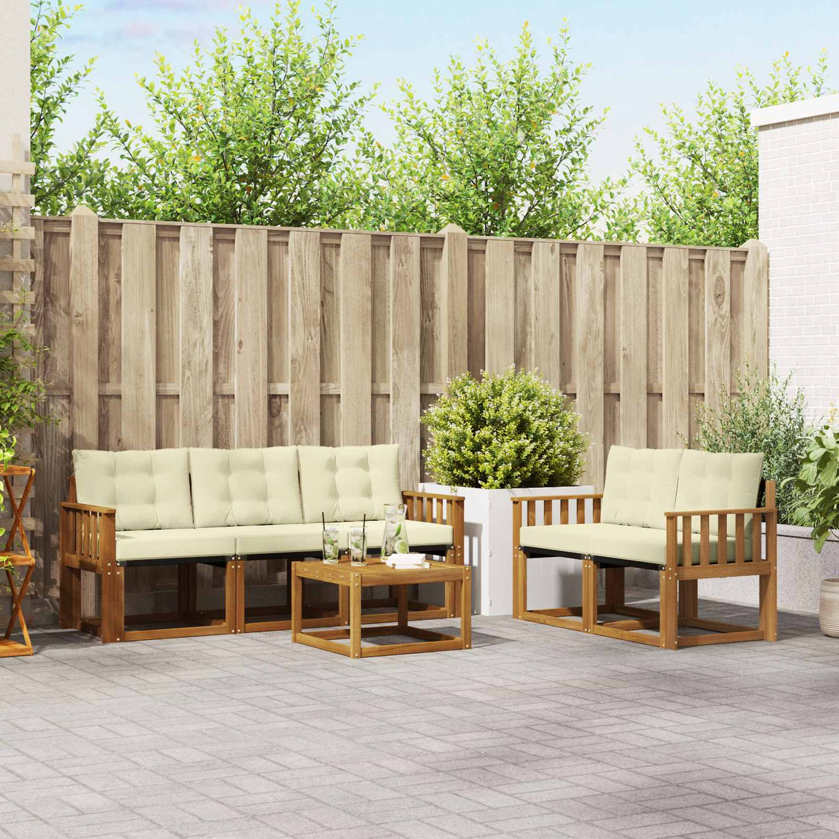 vidaXL Ensemble de banque de construction avec ustensiles 6 pcs Naturel et Crème
