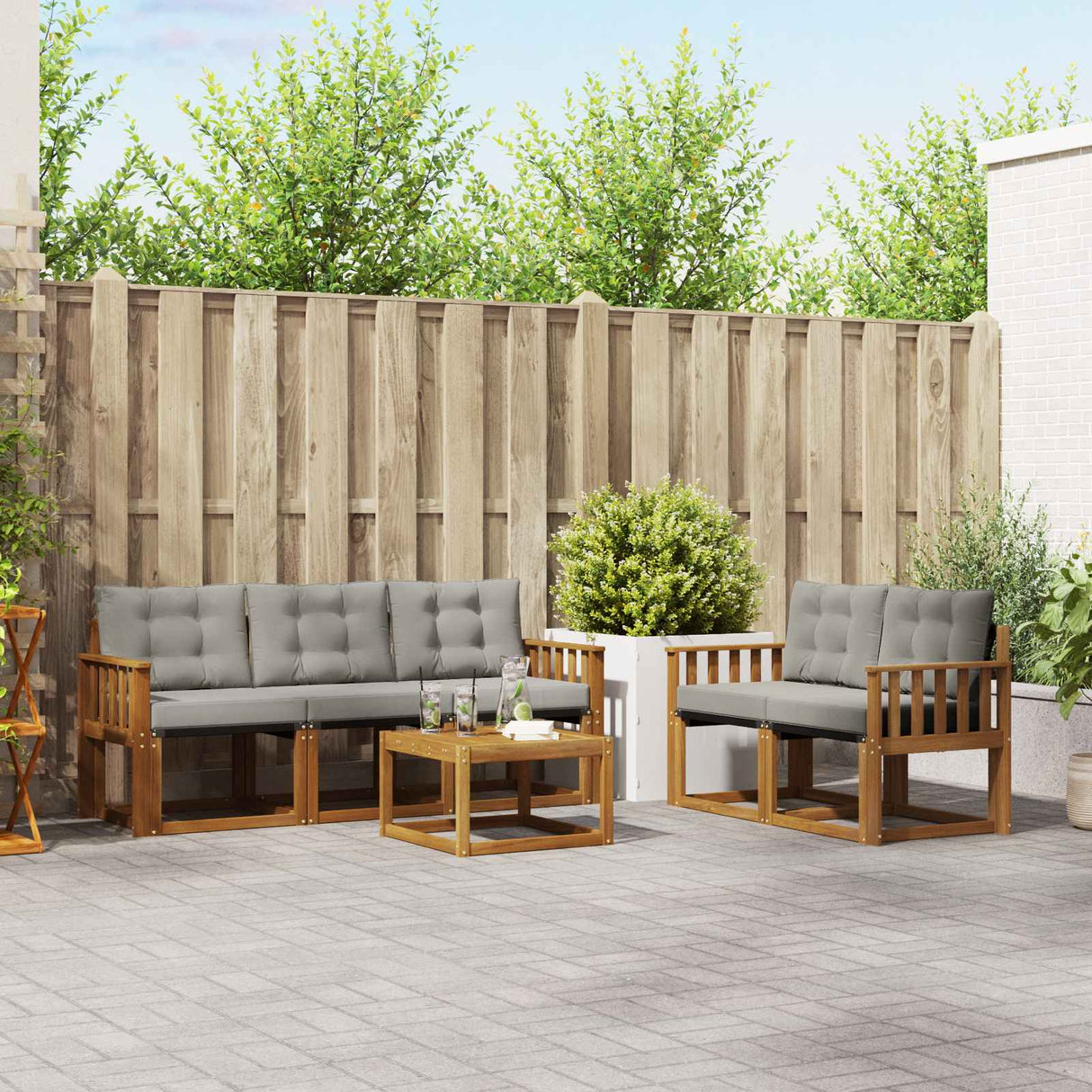 vidaXL Ensemble de banque de construction avec ustensiles 6 pcs Naturel et Crème