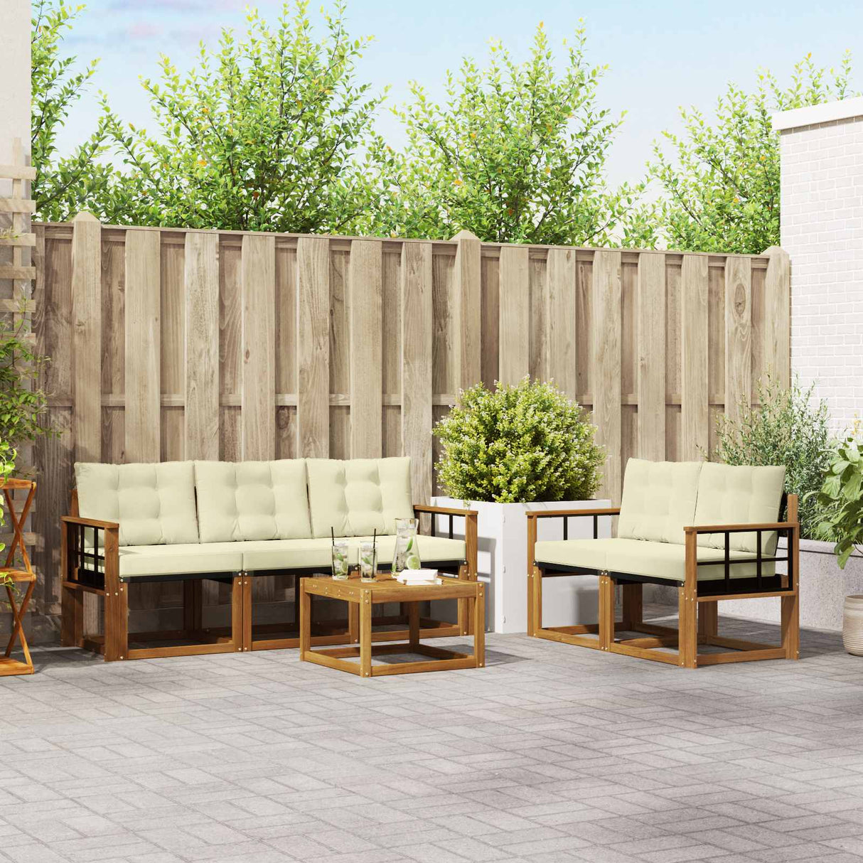vidaXL Ensemble de banque de construction avec ustensiles 6 pcs Naturel et Crème