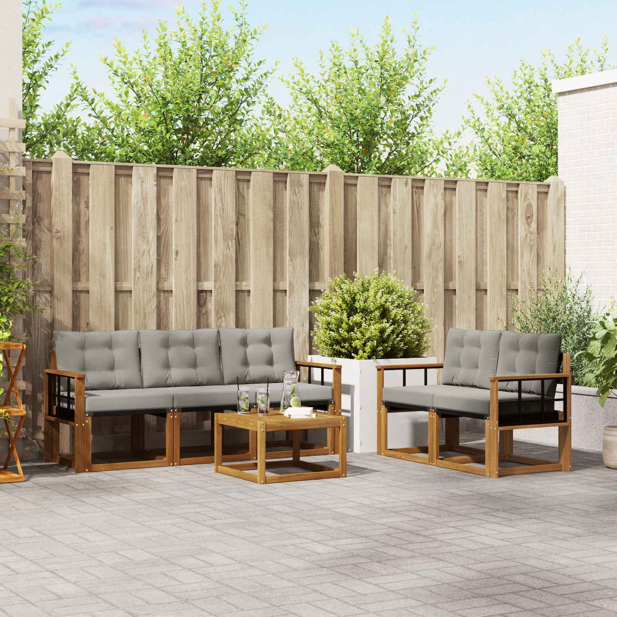 vidaXL Ensemble de banque de construction avec ustensiles 6 pcs Naturel et Crème