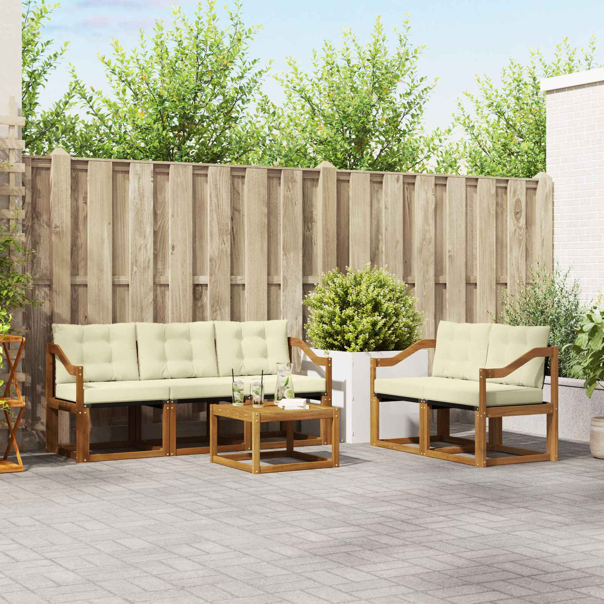 vidaXL Ensemble de banque de construction avec ustensiles 6 pcs Naturel et Crème