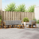 vidaXL Buiten bank set met kussen 7 pcs Natuurlijk en Crème