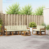 vidaXL Buiten bank set met kussen 7 pcs Natuurlijk en Crème