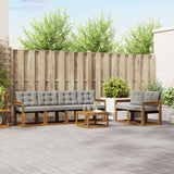 vidaXL Buiten bank set met kussen 7 pcs Natuurlijk en Crème