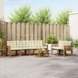 vidaXL Buiten bank set met kussen 7 pcs Natuurlijk en Crème