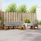 vidaXL Buiten bank set met kussen 7 pcs Natuurlijk en Crème