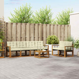 vidaXL Buiten bank set met kussen 7 pcs Natuurlijk en Crème