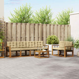 vidaXL Buiten bank set met kussen 7 pcs Natuurlijk en Crème