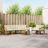 vidaXL Buiten bank set met kussen 7 pcs Natuurlijk en Crème