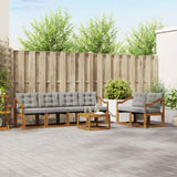 vidaXL Buiten bank set met kussen 7 pcs Natuurlijk en Crème